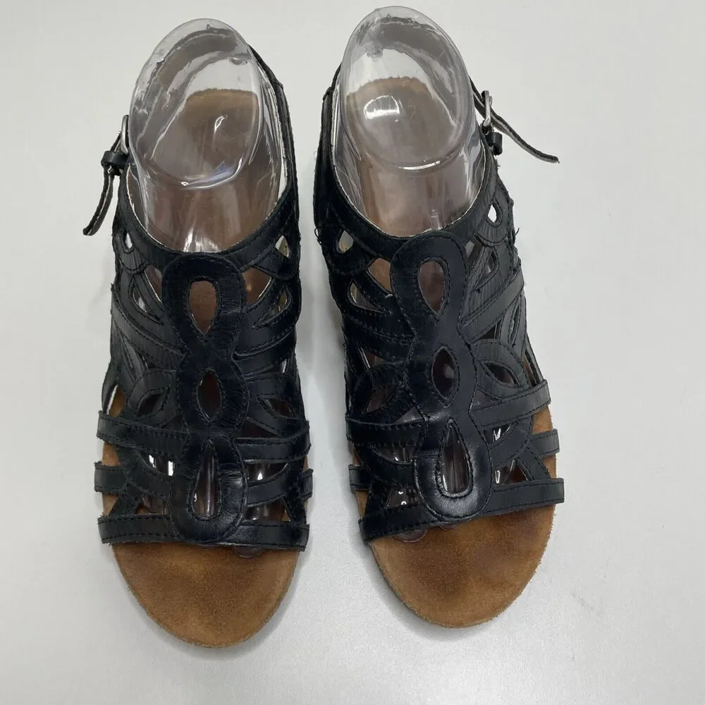 Josef Seibel‎ Women's Leather Sandal Shoe Ruth EU 41 US 9.5 Slingback Black